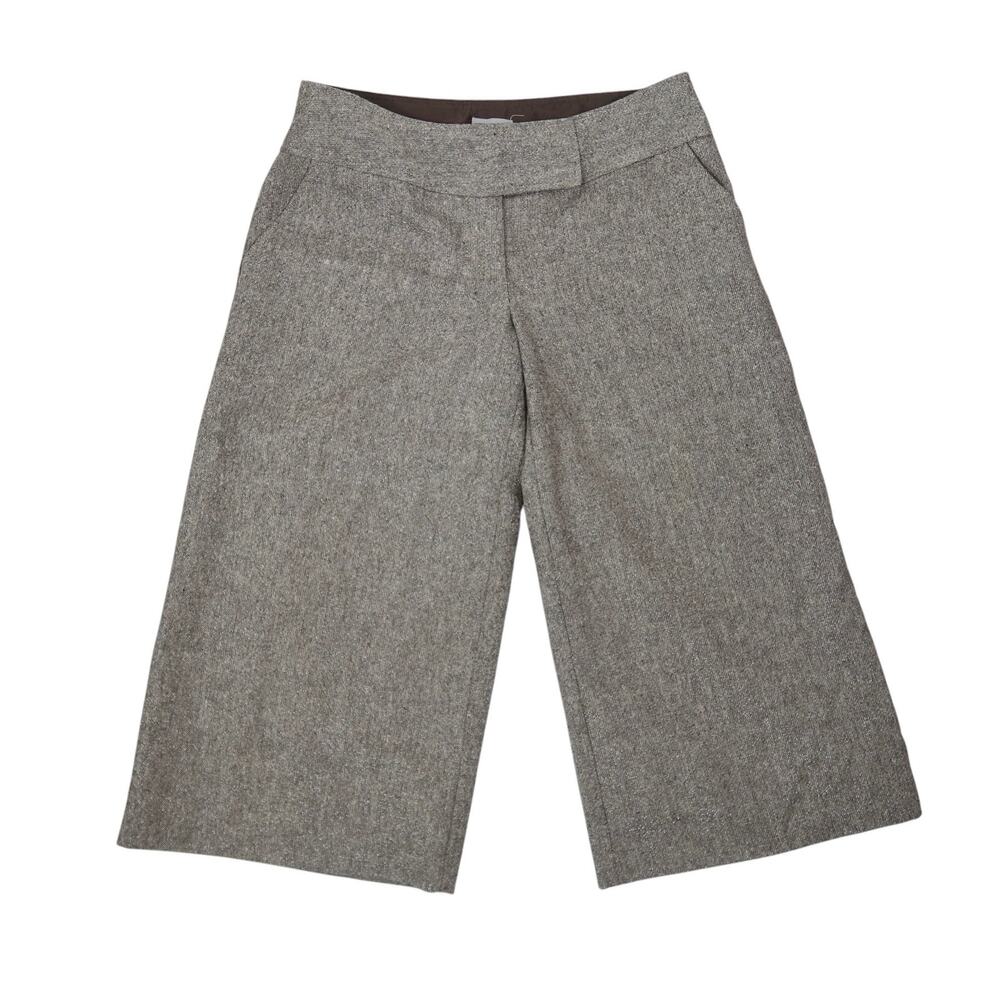 Vintage Y2K Rave Tan Brown Wool Blend Low Rise Wide Leg Culotte Pants